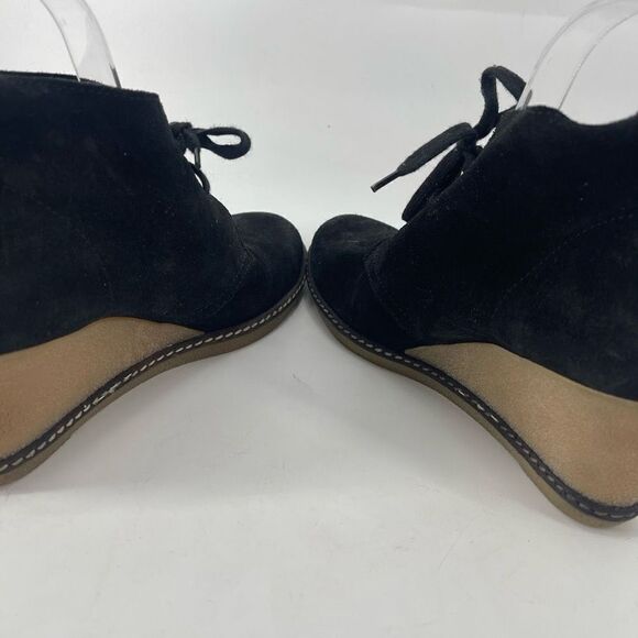 J. Crew Womens Ankle Boots Booties Suede Lace Up Wedge 2.5" Heels Black Size 9 - Picture 9 of 15